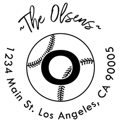 Baseball Outline Letter O Monogram Stamp Sample
